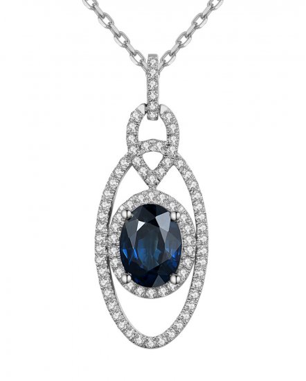 OVAL SAPPHIRE DIAMOND PENDANT (TP2132)