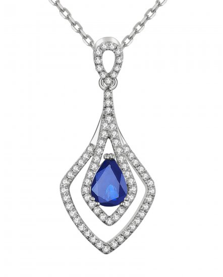 PEAR SAPPHIRE DIAMOND PENDANT (TP2138)