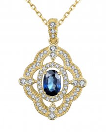 OVAL SAPPHIRE DIAMOND PENDANT (TP2141)