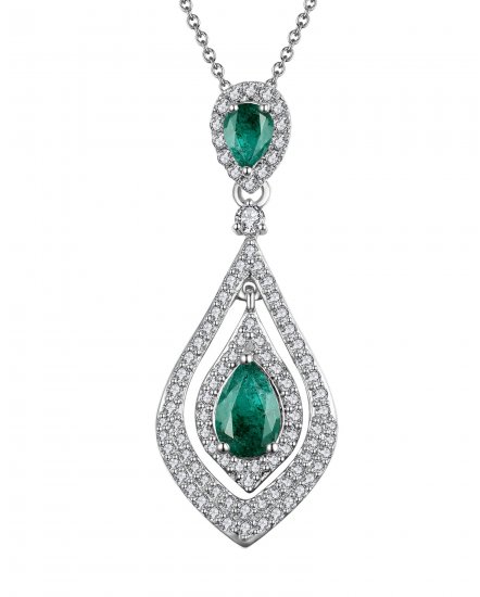 LEAF STYLE EMERALD DIAMOND PENDANT (TP2152)