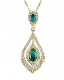 LEAF STYLE EMERALD DIAMOND PENDANT (TP2152)