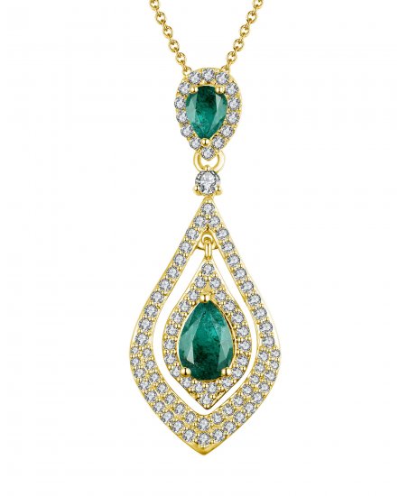 LEAF STYLE EMERALD DIAMOND PENDANT (TP2152)