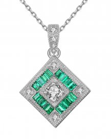 BAGUETTE EMERALD DIAMOND PENDANT (TP2154)