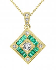 BAGUETTE EMERALD DIAMOND PENDANT (TP2154)