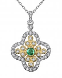 CLOVER STYLE EMERALD DIAMOND PENDANT (TP2155)