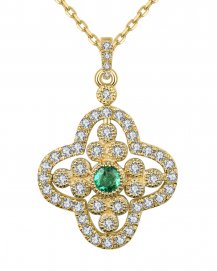 CLOVER STYLE EMERALD DIAMOND PENDANT (TP2155)