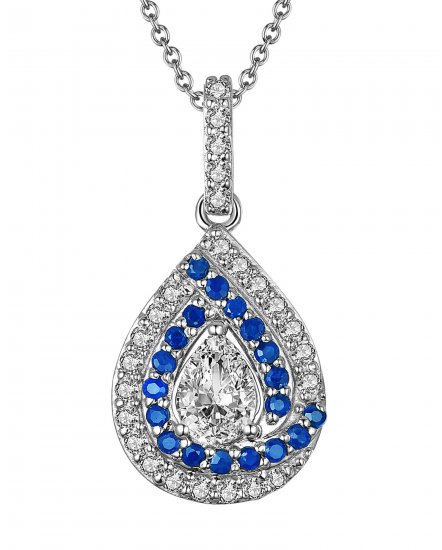 PEAR STYLE SAPPHIRE DIAMOND PENDANT (TP2198)
