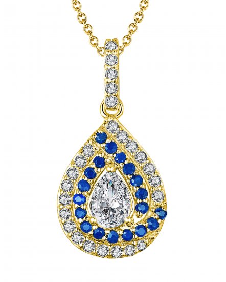 PEAR STYLE SAPPHIRE DIAMOND PENDANT (TP2198)
