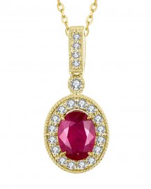 OVAL RUBY DIAMOND PENDANT (TP2199)
