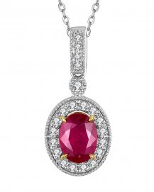 OVAL RUBY DIAMOND PENDANT (TP2199)