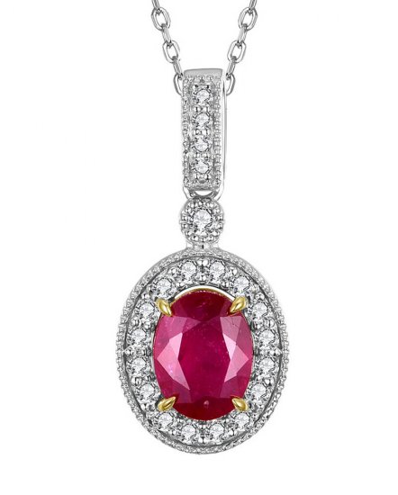 OVAL RUBY DIAMOND PENDANT (TP2199)
