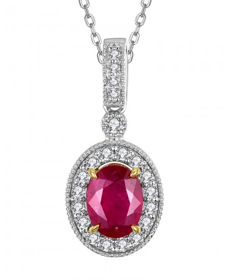 OVAL RUBY DIAMOND PENDANT (TP2199)