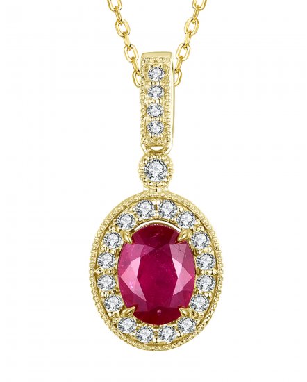 OVAL RUBY DIAMOND PENDANT (TP2199)
