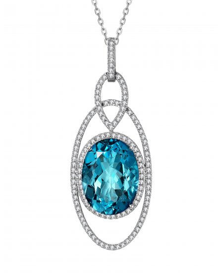 OVAL LONDON BLUE TOPAZ DIAMOND PENDANT (TP2269)
