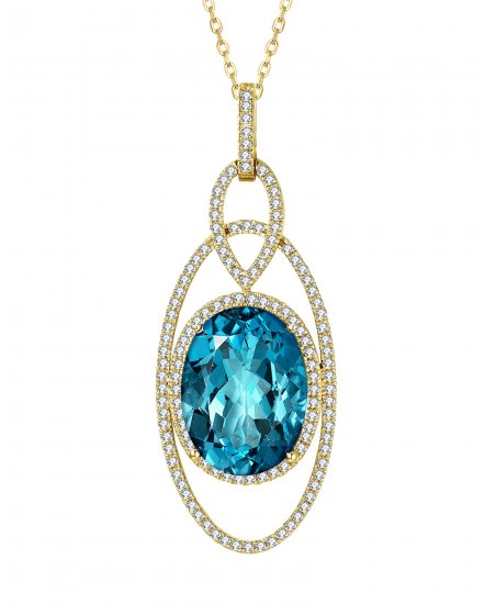 OVAL LONDON BLUE TOPAZ DIAMOND PENDANT (TP2269)