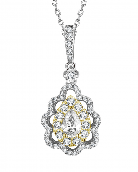 MULTI TONE PEAR DIAMOND PENDANT (TP2274)