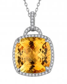 CUSHION SHAPE CITRINE DIAMOND PENDANT (TP2275)