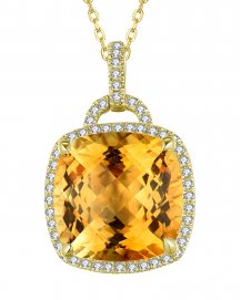 CUSHION SHAPE CITRINE DIAMOND PENDANT (TP2275)