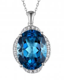 OVAL LONDON BLUE TOPAZ DIAMOND PENDANT (TP2277)