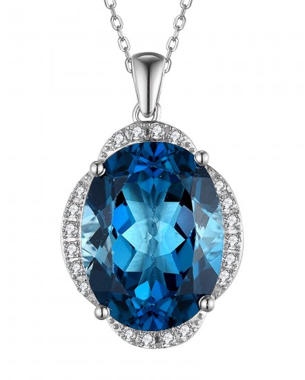 OVAL LONDON BLUE TOPAZ DIAMOND PENDANT (TP2277)