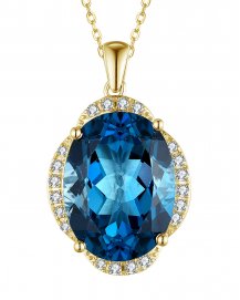 OVAL LONDON BLUE TOPAZ DIAMOND PENDANT (TP2277)