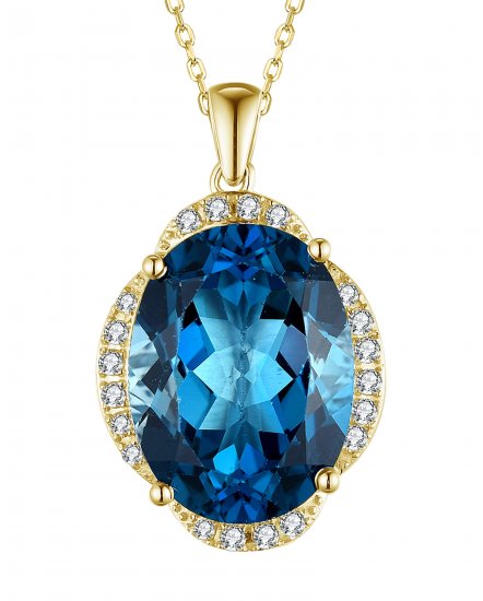 OVAL LONDON BLUE TOPAZ DIAMOND PENDANT (TP2277)
