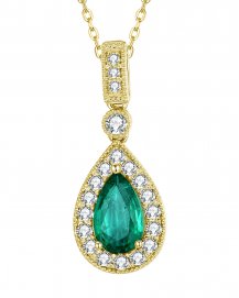 PEAR EMERALD DIAMOND PENDANT (TP2283)