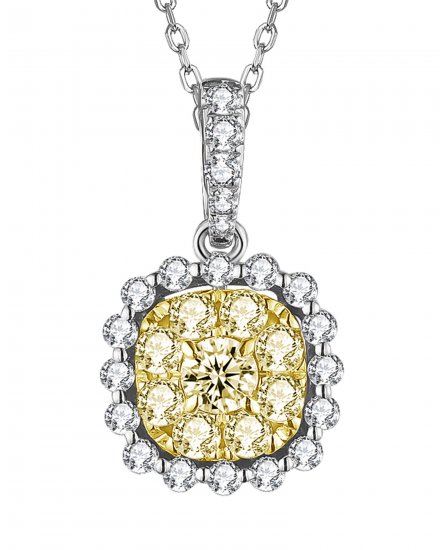 MULTI TONE CUSHION STYLE DIAMOND PENDANT (TP2325)