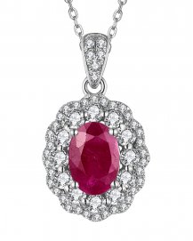 OVAL RUBY DIAMOND PENDANT (TP2329)