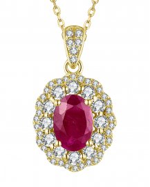 OVAL RUBY DIAMOND PENDANT (TP2329)