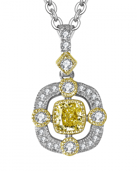 MULTI TONE CUSHION DIAMOND PENDANT (TP2331)