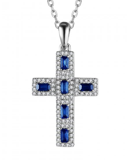 CROSS SAPPHIRE DIAMOND PENDANT (TP2334)