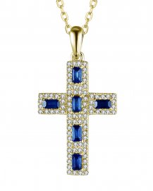 CROSS SAPPHIRE DIAMOND PENDANT (TP2334)