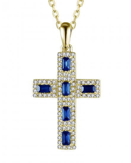 CROSS SAPPHIRE DIAMOND PENDANT (TP2334)