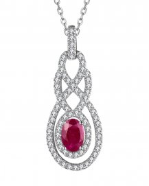 OVAL RUBY DIAMOND PENDANT (TP2335)