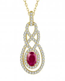OVAL RUBY DIAMOND PENDANT (TP2335)