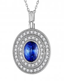 OVAL SAPPHIRE DIAMOND PENDANT (TP2336)