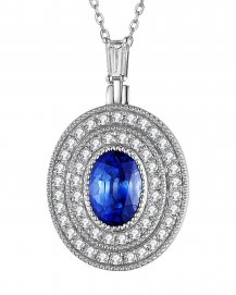 OVAL SAPPHIRE DIAMOND PENDANT (TP2336)