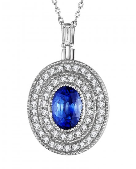 OVAL SAPPHIRE DIAMOND PENDANT (TP2336)