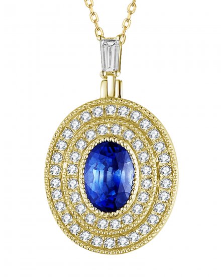OVAL SAPPHIRE DIAMOND PENDANT (TP2336)