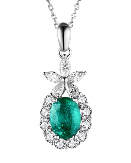 OVAL EMERALD DIAMOND PENDANT (TP2339)