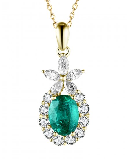 OVAL EMERALD DIAMOND PENDANT (TP2339)