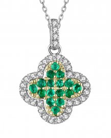CLOVER STYLE EMERALD DIAMOND PENDANT (TP2346)