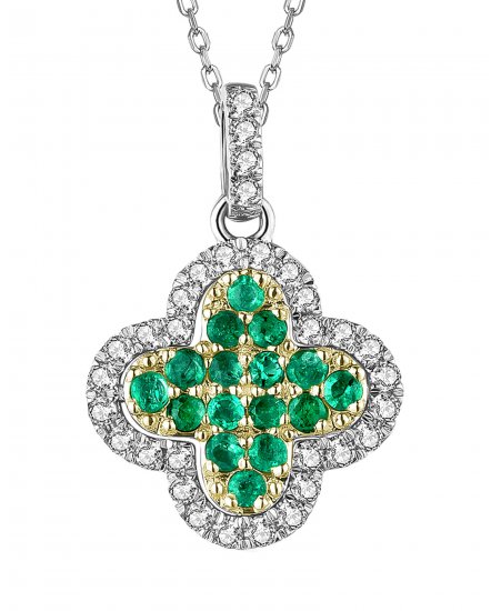 CLOVER STYLE EMERALD DIAMOND PENDANT (TP2346)