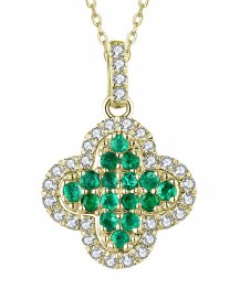 CLOVER STYLE EMERALD DIAMOND PENDANT (TP2346)