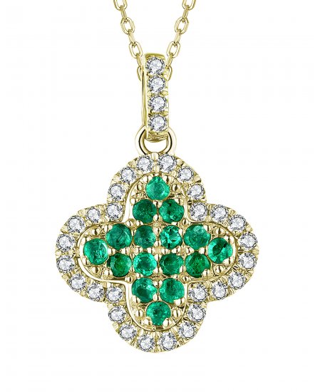 CLOVER STYLE EMERALD DIAMOND PENDANT (TP2346)