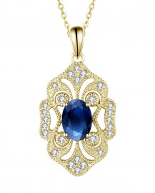 OVAL SAPPHIRE DIAMOND PENDANT (TP2356)