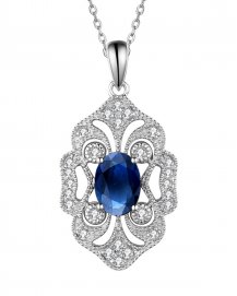 OVAL SAPPHIRE DIAMOND PENDANT (TP2356)