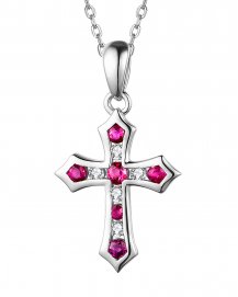 CROSS RUBY DIAMOND PENDANT (TP2408)