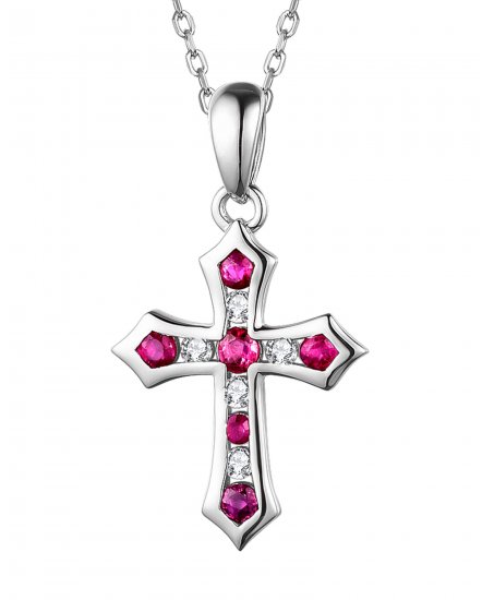 CROSS RUBY DIAMOND PENDANT (TP2408)